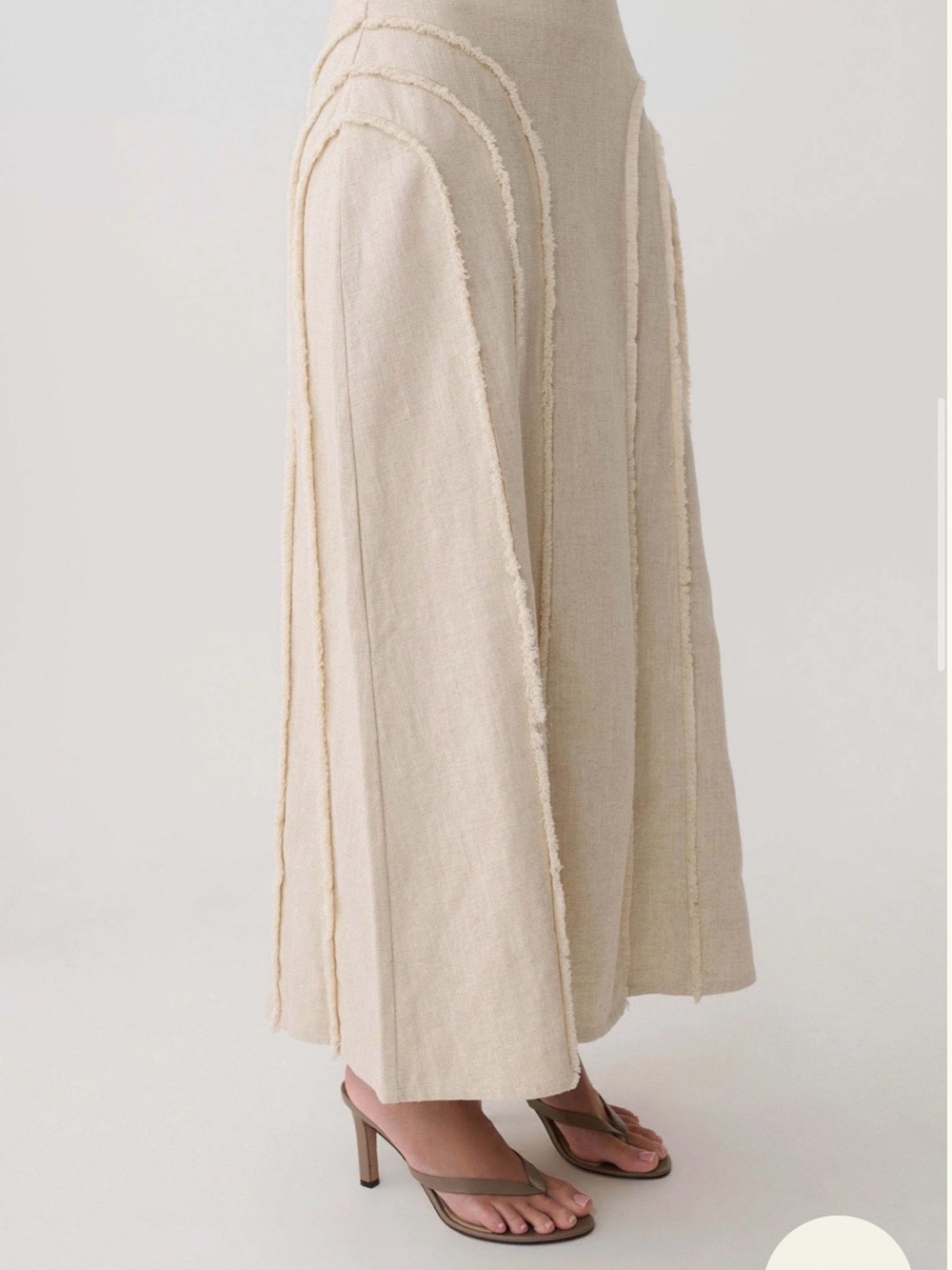MESHKI Linen Frayed Midi Skirt - Natural - Picture 2 of 4